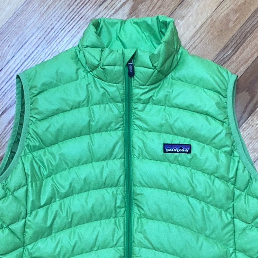 Patagonia Vest Green Down Sweater 800 Goose Full Zip Puffer size large - Picture 3 of 11